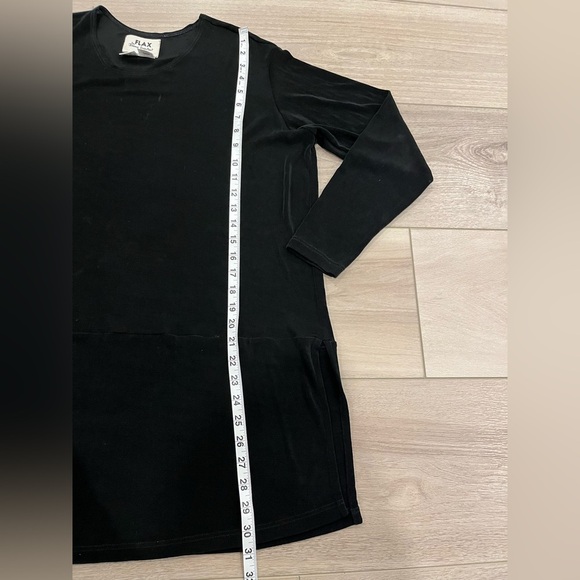 Flax Black Long Sleeve Side Slit Tunic Top Size M - Picture 4 of 5